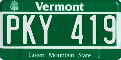 VT license plate PKY419