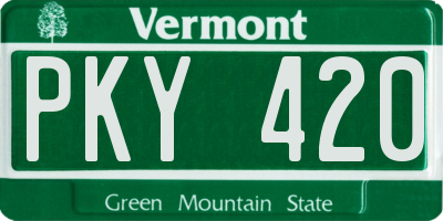 VT license plate PKY420