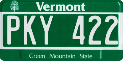 VT license plate PKY422