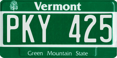 VT license plate PKY425