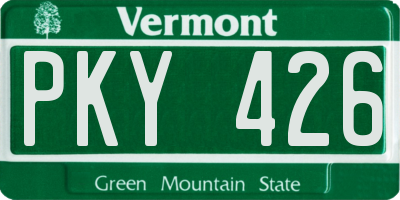 VT license plate PKY426