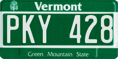 VT license plate PKY428