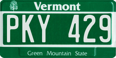 VT license plate PKY429