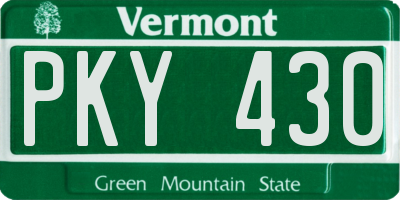 VT license plate PKY430
