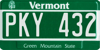 VT license plate PKY432