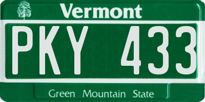 VT license plate PKY433
