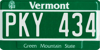 VT license plate PKY434