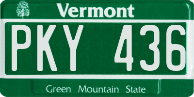 VT license plate PKY436