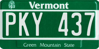 VT license plate PKY437