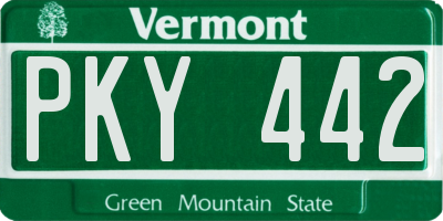 VT license plate PKY442