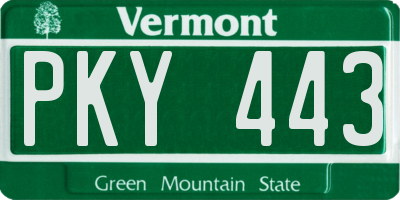 VT license plate PKY443