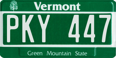 VT license plate PKY447
