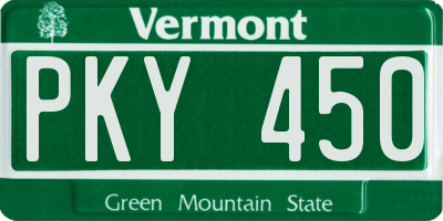 VT license plate PKY450