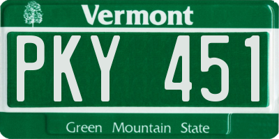 VT license plate PKY451