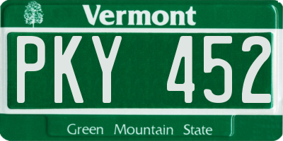 VT license plate PKY452