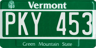 VT license plate PKY453