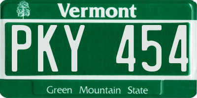 VT license plate PKY454