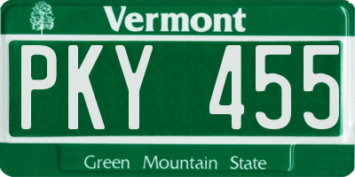 VT license plate PKY455