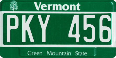VT license plate PKY456