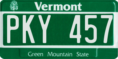 VT license plate PKY457