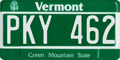 VT license plate PKY462