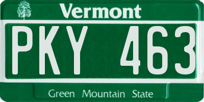 VT license plate PKY463