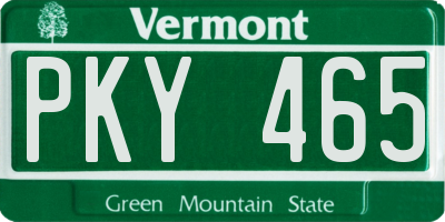 VT license plate PKY465