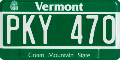 VT license plate PKY470