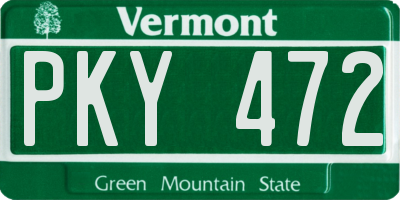 VT license plate PKY472
