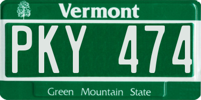 VT license plate PKY474