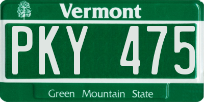 VT license plate PKY475