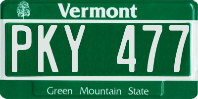 VT license plate PKY477