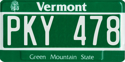 VT license plate PKY478