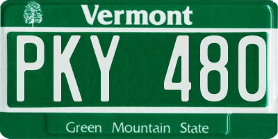 VT license plate PKY480