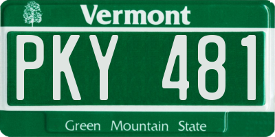 VT license plate PKY481