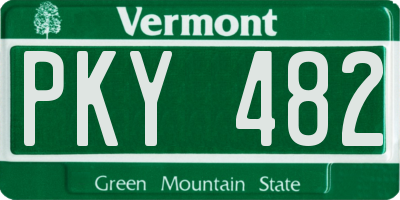 VT license plate PKY482