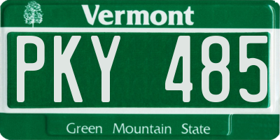 VT license plate PKY485