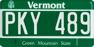 VT license plate PKY489