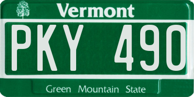 VT license plate PKY490