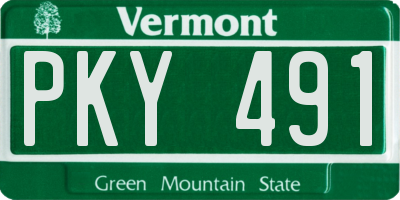 VT license plate PKY491