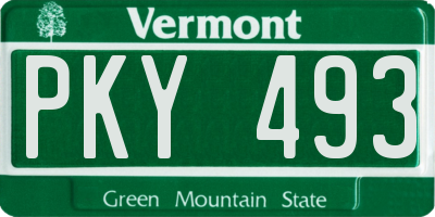 VT license plate PKY493