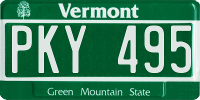VT license plate PKY495