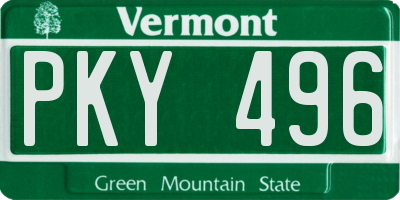 VT license plate PKY496