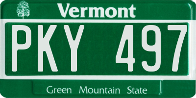 VT license plate PKY497