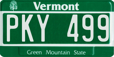 VT license plate PKY499