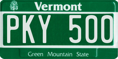 VT license plate PKY500