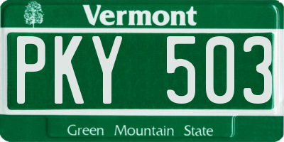 VT license plate PKY503