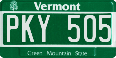 VT license plate PKY505