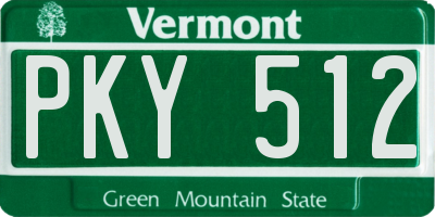 VT license plate PKY512