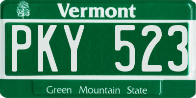 VT license plate PKY523